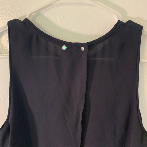 H&M Swing Tank Top Blouse Navy Blue Black Studded - Picture 9 of 11